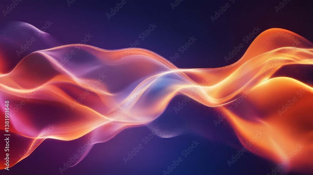 Poster ethereal ribbons of light flow across a dark gradient background, creating a captivating visual effe
