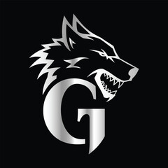 
Fox head Vector illustration. Letter G Monogram design wolf face vector  template.