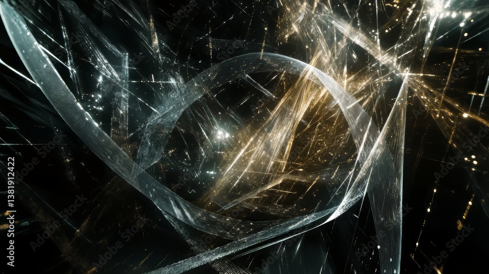 Poster abstract swirling lights and lines against a dark backdrop evoke movement and energy, creating visua