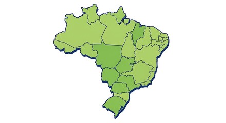 Brazil Map Digital Illustration isolate on white background