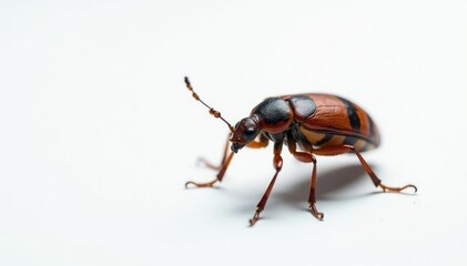 Magnified view of an isolated bug against a stark white backdrop, wildlife, insect