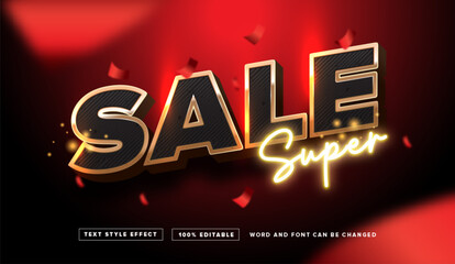 Text effect editable vector graphic of sale super black gold, perfect for sale promo banner on poster, social media feed, etc.