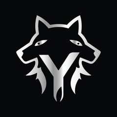 
Fox head Vector illustration. Letter Y Monogram design wolf face vector  template.