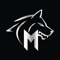 
Fox head Vector illustration. Letter M Monogram design wolf face vector  template.