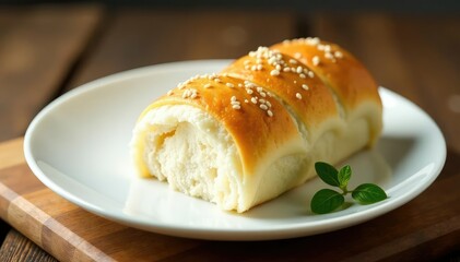 Perfectly formed white dinner roll, soft texture , food, cooking, isolated