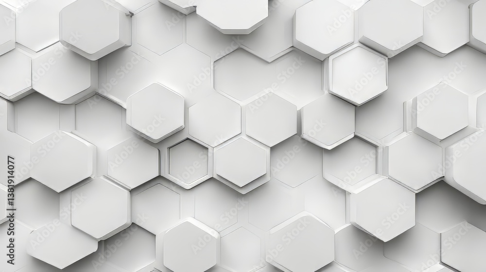 Poster abstract white geometric hexagon pattern, creating a clean and modern background for many applicatio