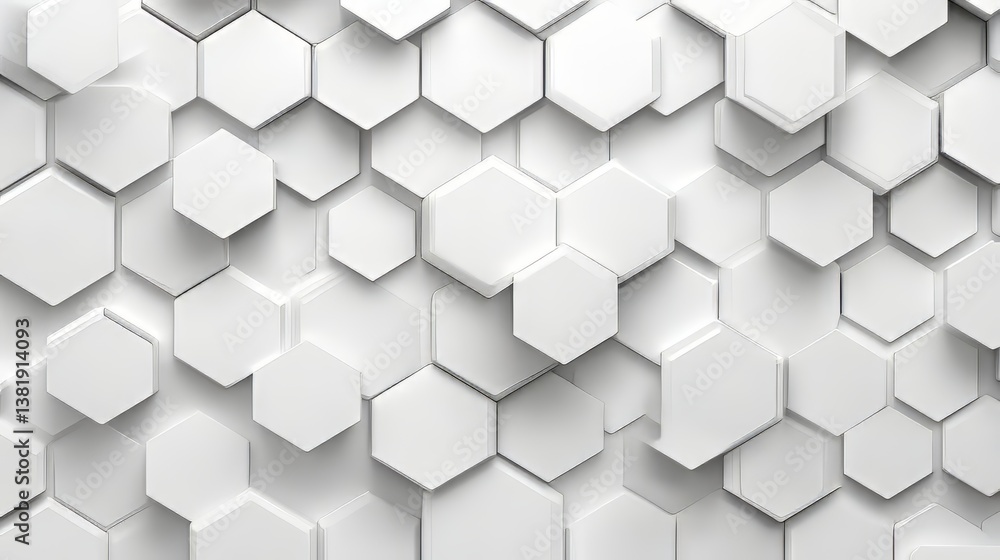 Poster abstract pattern of white hexagons creating a modern and stylish textured background for various app
