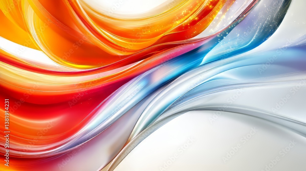 Poster vibrant abstract flowing design with warm and cool colors creating a dynamic and eye-catching aesthe