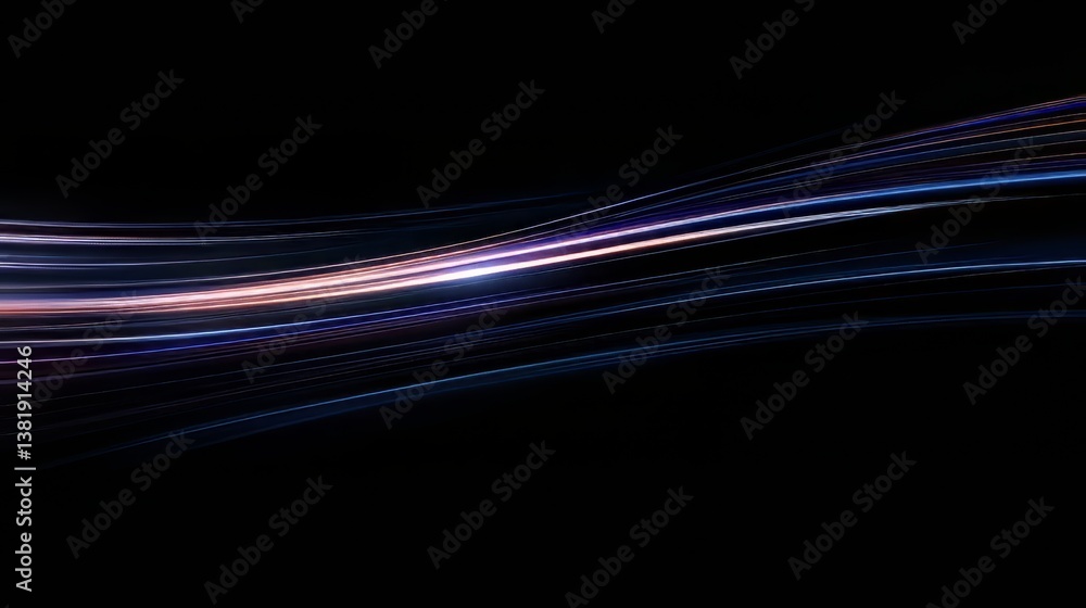 Poster streaks of light paint an abstract design, creating motion and dynamic energy against the stark blac
