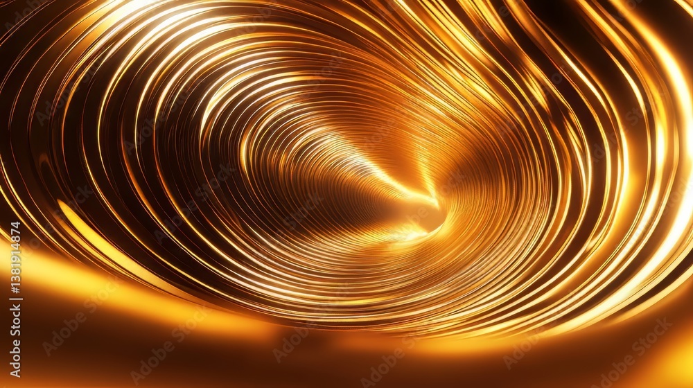 Poster abstract golden tunnel with shining light, creating a sense of depth and wonder. beautiful effect.