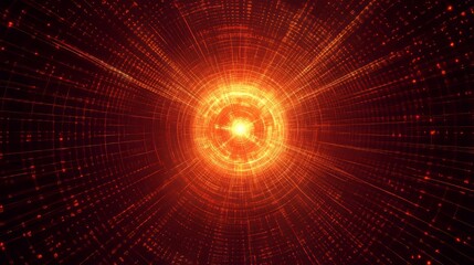 Obraz premium Abstract radial lines converging towards a central bright point, resembling a tunnel or sci-fi warp.