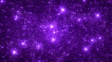 Fototapeta premium Abstract purple network of glowing points connected by faint lines, creating a sense of interconnection.