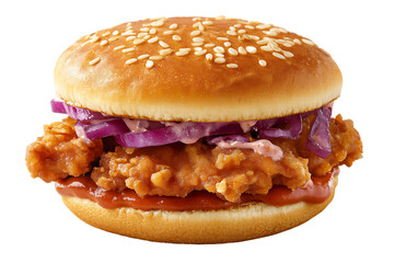 Crispy Chicken Sandwich with Red Cabbage Slaw and Sesame Bun