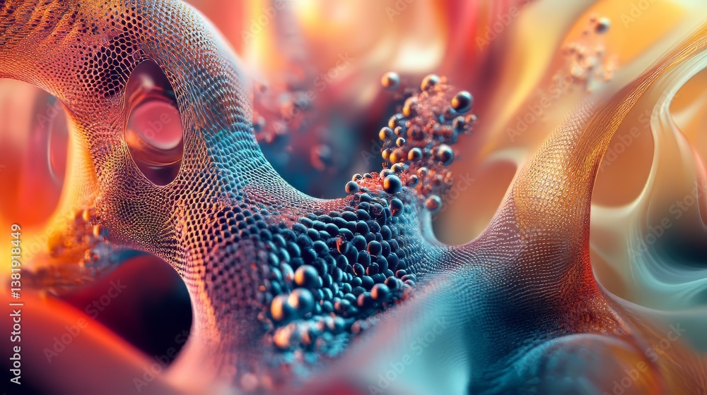 Fototapete abstract organic structures blend seamlessly, displaying cellular-like patterns and vibrant color gr