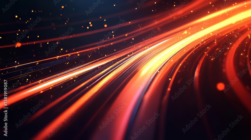 Poster streaks of glowing light create a sense of motion and energy, illuminating the path forward with bri