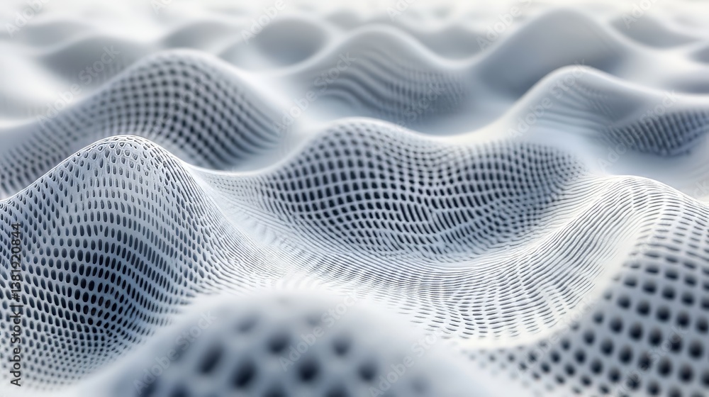 Aufkleber abstract mesh landscape: undulating hills create a sense of depth and flow, soft light enhances the 