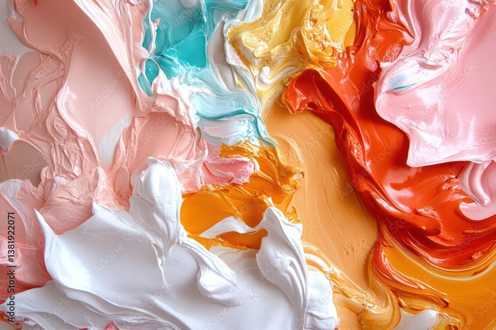 Aufkleber abstract close-up of colorful oil paint palette with thick strokes. the composition features a dynam
