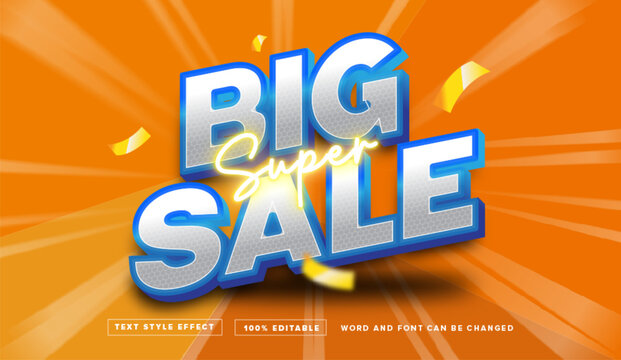 Text effect editable vector graphic of big super sale, perfect for sale promo banner on poster, social media feed, etc.