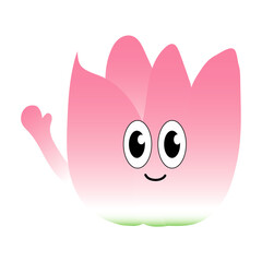 Cute tulip cartoon character greeting