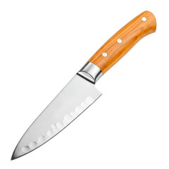 Sharp steel kitchen knife isolated on white