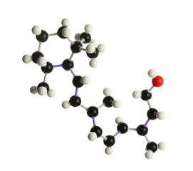 Molecule of retinol (vitamin A) isolated on white. Chemical model