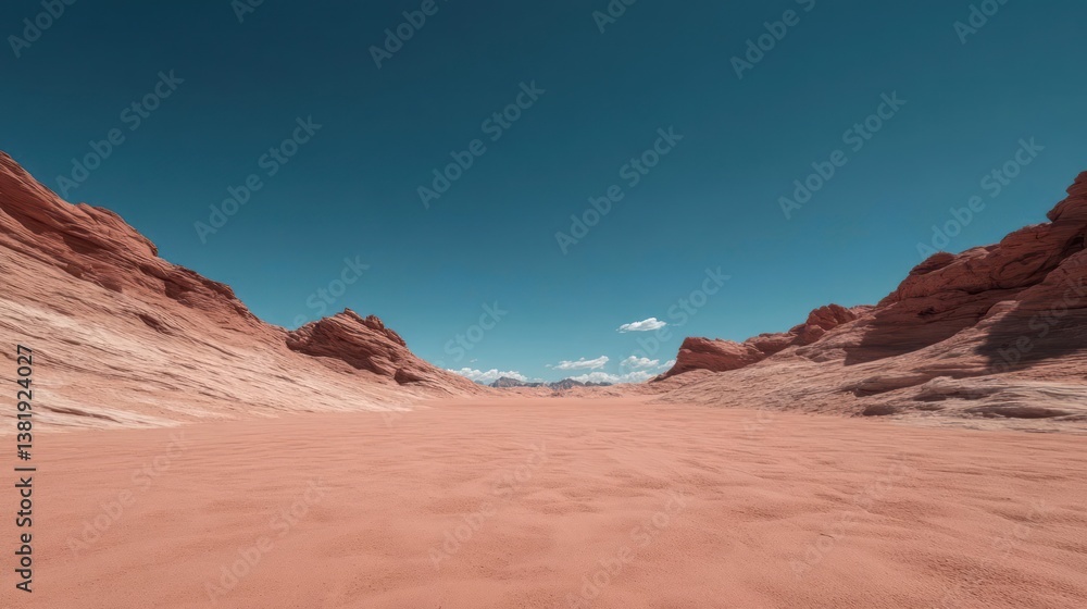 Aufkleber panoramic view of a desert landscape featuring reddish rock formations and textured foreground grass