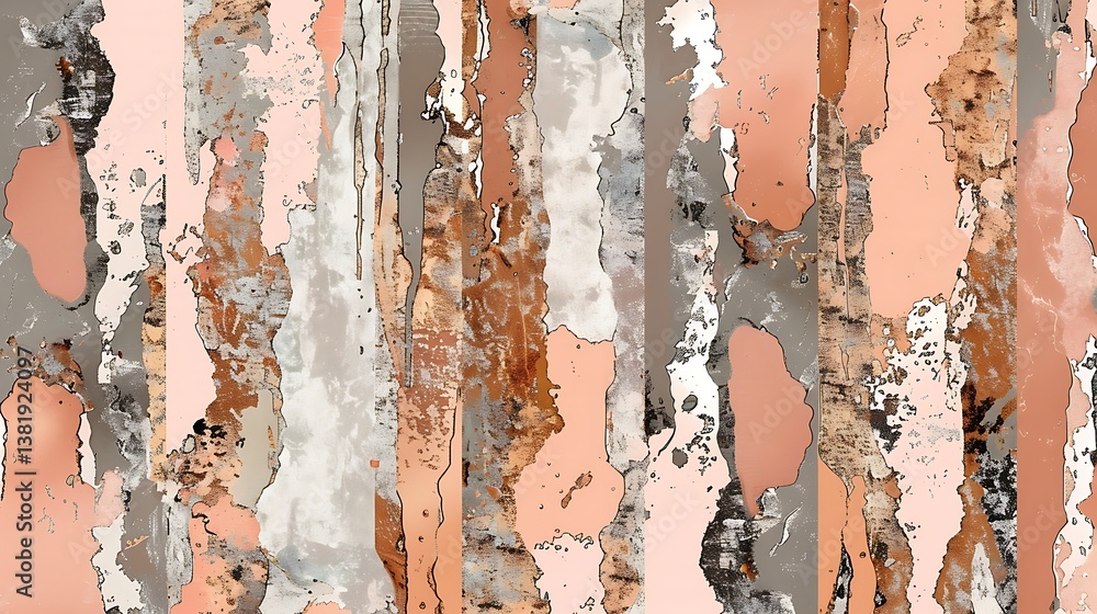 Poster abstract composition featuring layered textures and a neutral color palette