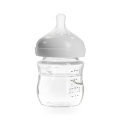 Feeding bottle with water isolated on white