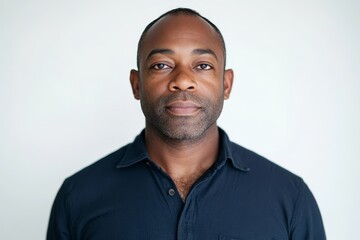 Obraz premium Portrait of mature african male in dark shirt against pale background