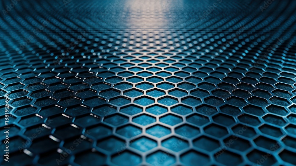 Aufkleber honeycomb blue hexagonal pattern with metallic sheen and perspective effect