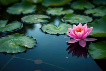 Water lilies create a floral pattern on a still lake, water lilies, elegant