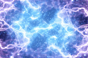 Fototapeta premium Abstract cosmic nebula with vibrant blue and purple energy streams and sparkling stars. generative ai