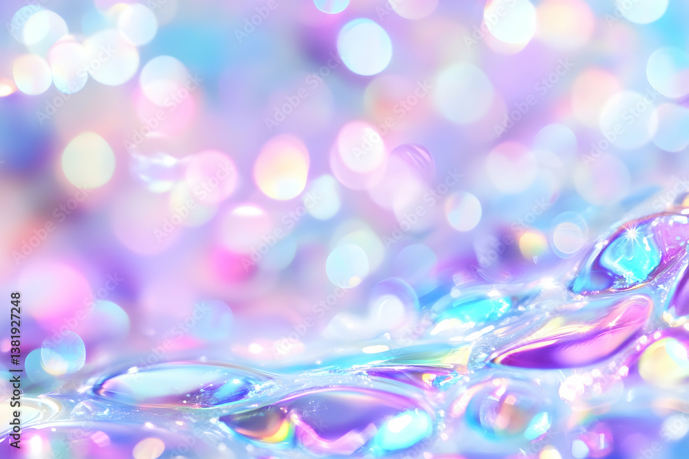 Poster abstract iridescent pastel background with bokeh and liquid texture. generative ai