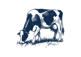 Holstein Friesian cattle hand drawn vector illustration