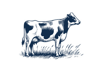 Holstein Friesian cattle hand drawn vector illustration