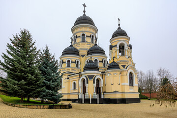 Monastery of Capriana in the Republic of Moldova. Background with selective focus and copy space