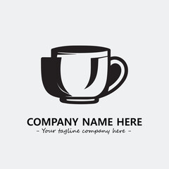 Cup illustration black and white for logo company vector image
