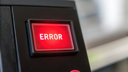 Error message displayed on device, indicating malfunction or issue. red light signifies urgency and prompts immediate attention