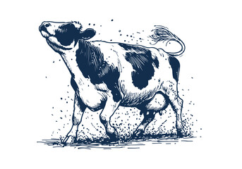 Holstein Friesian cattle hand drawn vector illustration