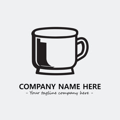 Cup illustration black and white for logo company vector image
