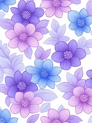Pastel purple and blue flowers seamless pattern. generative ai