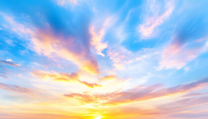 Obraz premium Vibrant sunset sky with colorful clouds. generative ai