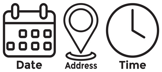 Set of Calendar address and time icon, Event icons Vector.