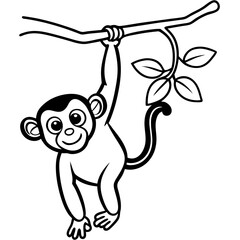 Cleaned_a-playful-monkey-hanging-from-a-tree-branch--carto.eps