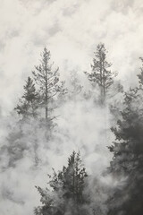 Ethereal Mists Enshroud the Whispering Woods: A Dreamlike Ballet of Light and Mist Painting Nature