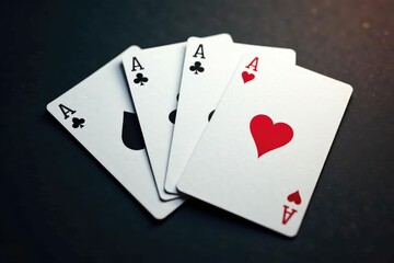 Obraz premium Four aces spread out, forming a diamond shape , spades, still life, cards