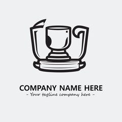 Cup illustration black and white for logo company vector image
