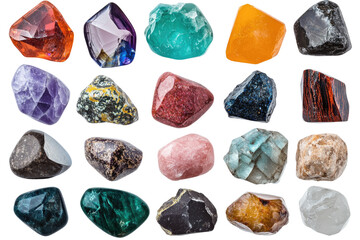 Assorted Gemstone Collection on transparent background
