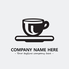 Cup illustration black and white for logo company vector image
