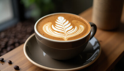  Cappuccino with Latte Art + Steaming Hot Coffee + Café Aesthetic